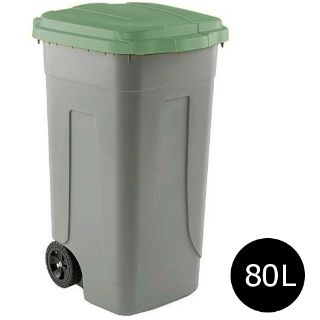 Immagine di BIDONE PORTARIFIUTI OTTANTA CON COPERCHIO VERDE 80LT